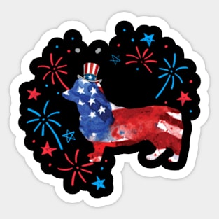 Corgi Uncle Sam Hat 4Th Of July Sticker